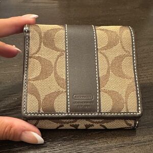 Coach Signature Brown and Tan Wallet